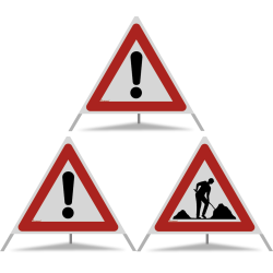 TRIOPAN Faltsignal 90 R2 Retro-reflektierend Kombi mit Etui (2x Andere Gefahren - Baustelle)