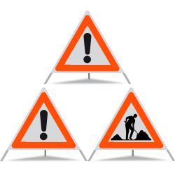 TRIOPAN Faltsignal 90 R1 Reflektierend Kombi mit Etui (2x Andere Gefahren - Baustelle)