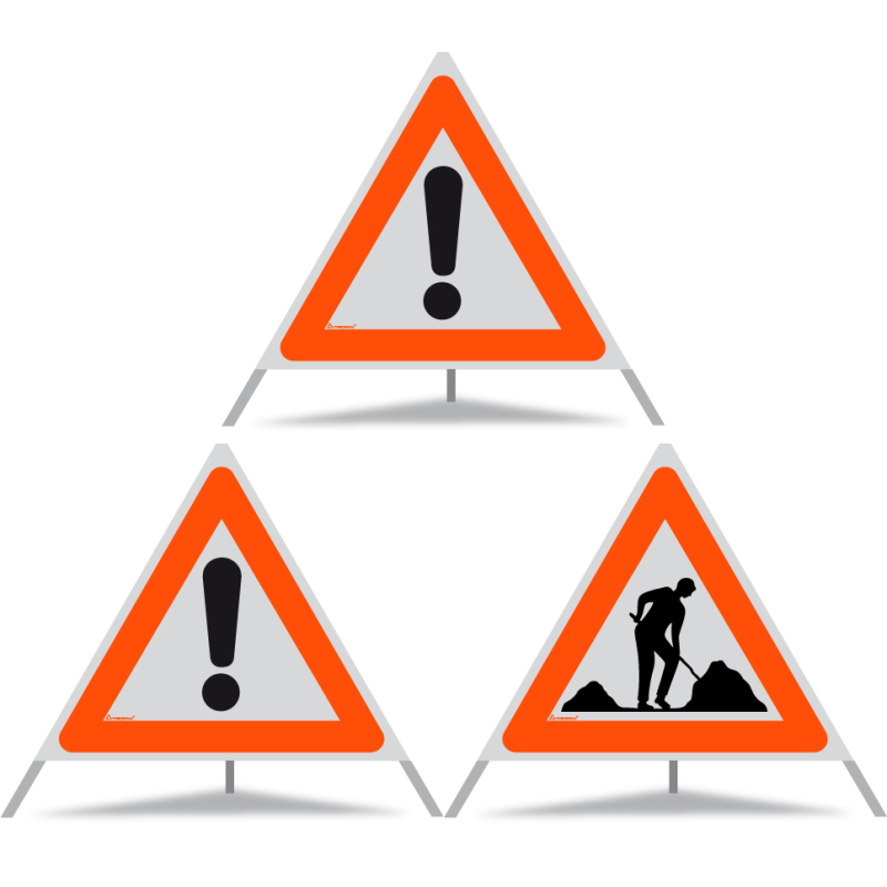 TRIOPAN Faltsignal 90 R1 Reflektierend Kombi mit Etui (2x Andere Gefahren - Baustelle)