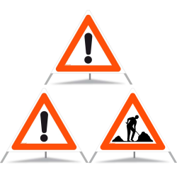 TRIOPAN Faltsignal 90 Tagesleuchtend Kombi mit Etui (2x Andere Gefahren - Baustelle)