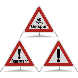 TRIOPAN Faltsignal 90 R2 Retro-reflektierend Kombi mit Etui (Oelspur - Feuerwehr - Andere Gefahren)