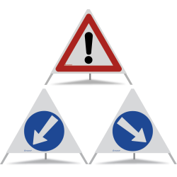 TRIOPAN Faltsignal 70 R2 Retro-reflektierend Kombi mit Etui (Andere Gefahren - Links umfahren - Rechts umfahren)
