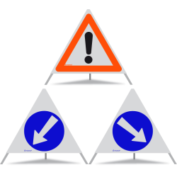 TRIOPAN Faltsignal 70 R1 Reflektierend Kombi mit Etui (Andere Gefahren - Links umfahren - Rechts umfahren)