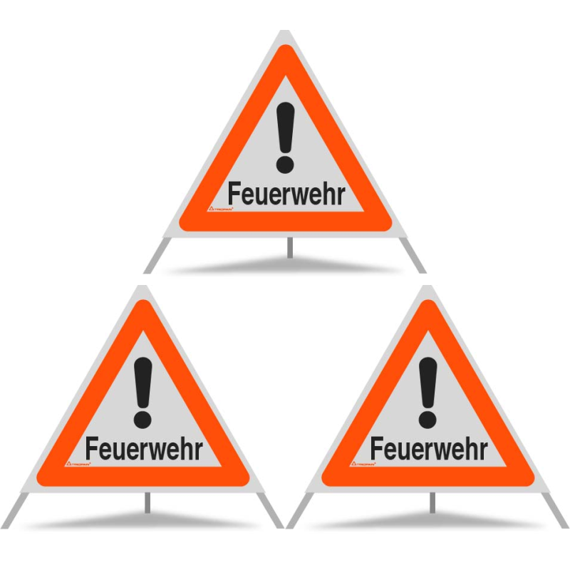 TRIOPAN Faltsignal 70 R1 Reflektierend mit Etui (3x Feuerwehr)