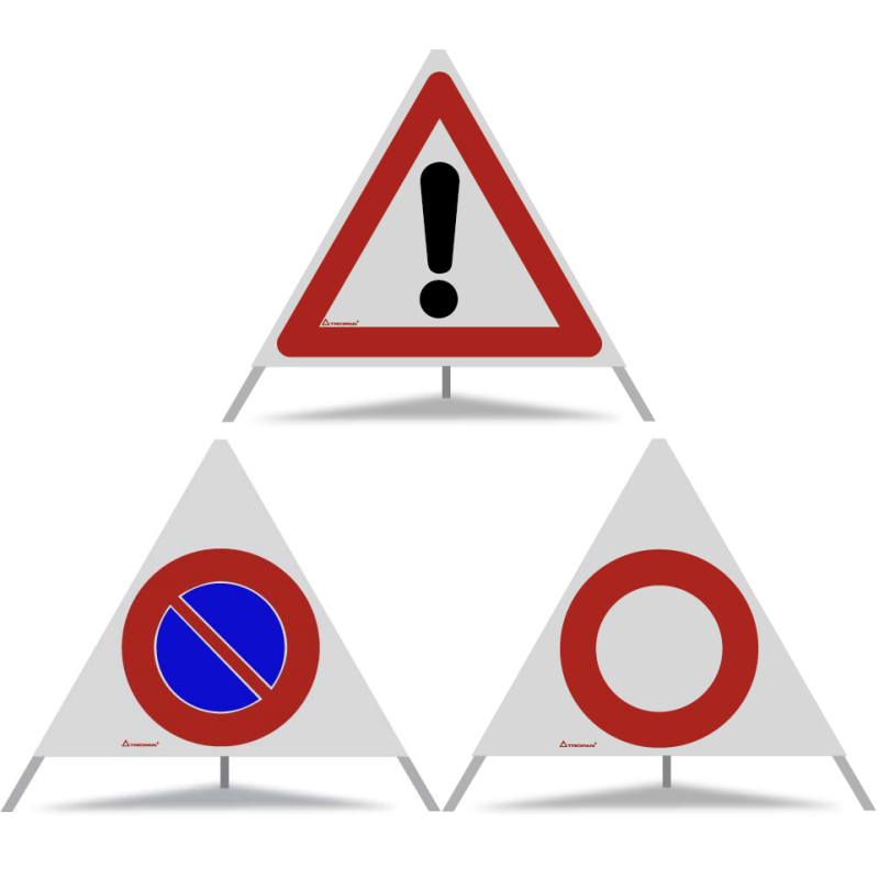 TRIOPAN Faltsignal 70 R2 Retro-reflektierend Kombi mit Etui (Andere Gefahren - Parkieren verboten - Fahrverbot)