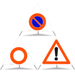 TRIOPAN Faltsignal 70 Tagesleuchtend Kombi mit Etui (Parkieren verboten - Fahrverbot - Andere Gefahren)