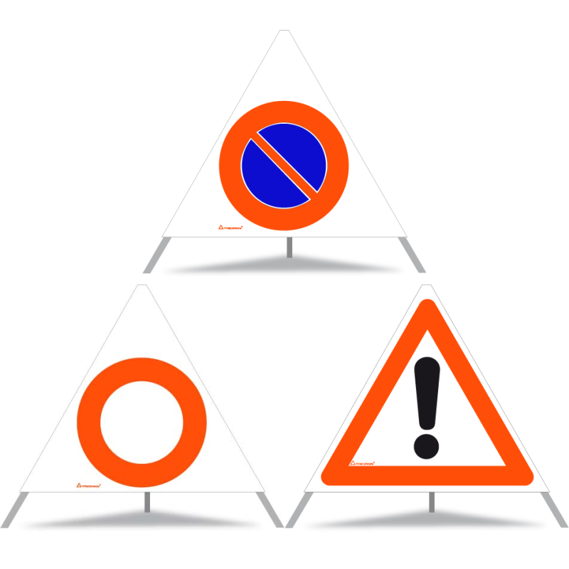 TRIOPAN Faltsignal 70 Tagesleuchtend Kombi mit Etui (Parkieren verboten - Fahrverbot - Andere Gefahren)