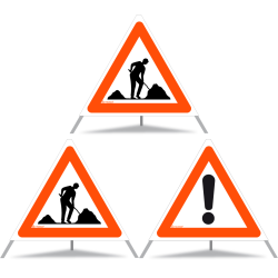 TRIOPAN Faltsignal 70 Tagesleuchtend Kombi mit Etui (2x Baustelle - Andere Gefahren)
