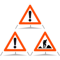 TRIOPAN Faltsignal 70 Tagesleuchtend Kombi mit Etui (2x Andere Gefahren - Baustelle)