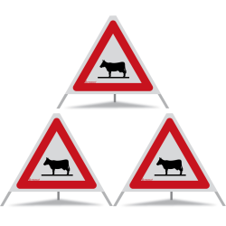 TRIOPAN Faltsignal 60 R2 Retro-reflektierend mit Etui (3x Kuhsymbol)