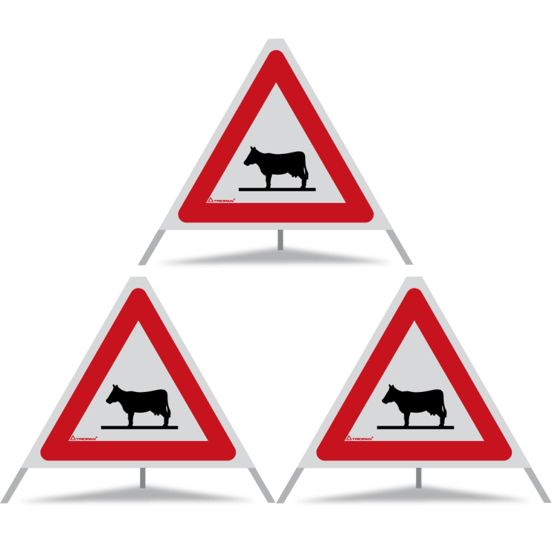 TRIOPAN Faltsignal 60 R2 Retro-reflektierend mit Etui (3x Kuhsymbol)