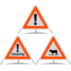 TRIOPAN Faltsignal 60 R1 Reflektierend Kombi mit Etui (Andere Gefahren - Holzschlag - Tiere)