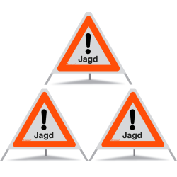 TRIOPAN Faltsignal 60 R1 Reflektierend mit Etui (3x Jagd)