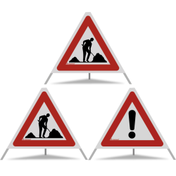 TRIOPAN Faltsignal 60 R2 Retro-reflektierend Kombi mit Etui (2x Baustelle - Andere Gefahren)