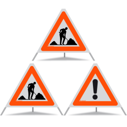 TRIOPAN Faltsignal 60 R1 Reflektierend Kombi mit Etui (2x Baustelle - Andere Gefahren)