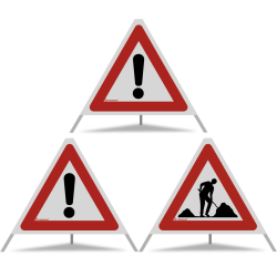 TRIOPAN Faltsignal 60 R2 Retro-reflektierend Kombi mit Etui (2x Andere Gefahren - Baustelle)