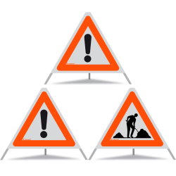 TRIOPAN Faltsignal 60 R1 Reflektierend Kombi mit Etui (2x Andere Gefahren - Baustelle)