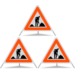 TRIOPAN Faltsignal 60 R1 Reflektierend mit Etui (3x Baustelle)