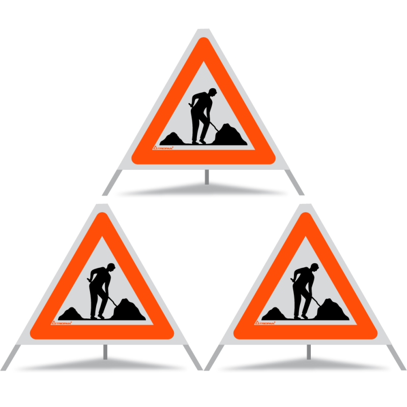 TRIOPAN Faltsignal 60 R1 Reflektierend mit Etui (3x Baustelle)