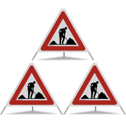 TRIOPAN Faltsignal 60 R2 Retro-reflektierend mit Etui (3x Baustelle)