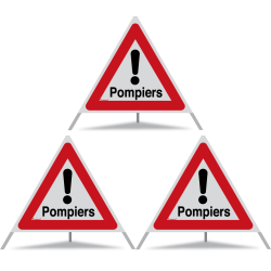 TRIOPAN Faltsignal 90 R2 Retro-reflektierend mit Etui (3x Pompiers)