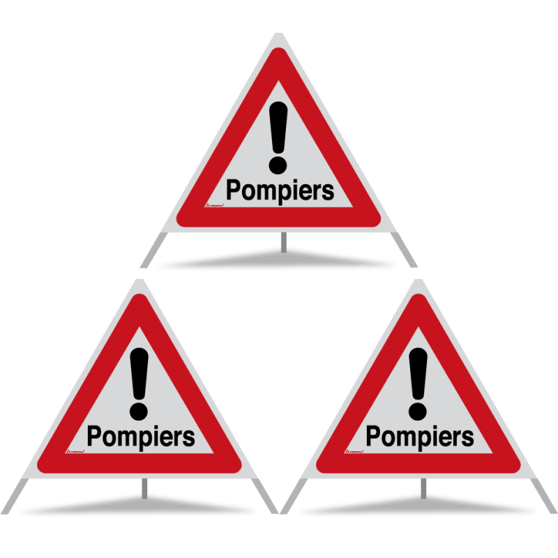 TRIOPAN Faltsignal 90 R2 Retro-reflektierend mit Etui (3x Pompiers)