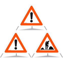 TRIOPAN Faltsignal 60 Tagesleuchtend Kombi mit Etui (2x Andere Gefahren - Baustelle)
