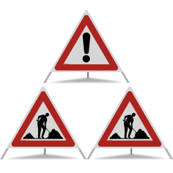 TRIOPAN Faltsignal 90 R2 Retro-reflektierend Kombi mit Etui (2x Baustelle - Andere Gefahren)