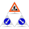 TRIOPAN Faltsignal 70 R1 Reflektierend Kombi mit Etui (Baustelle - Links umfahren - Rechts umfahren)