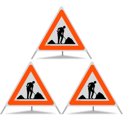 TRIOPAN Faltsignal 70 R1 Reflektierend mit Etui (3x Baustelle)