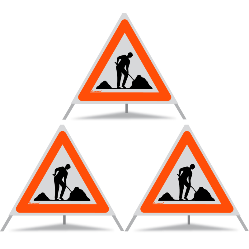 TRIOPAN Faltsignal 70 R1 Reflektierend mit Etui (3x Baustelle)