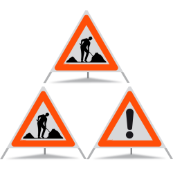 TRIOPAN Faltsignal 90 R1 Reflektierend Kombi mit Etui (2x Baustelle - Andere Gefahren)