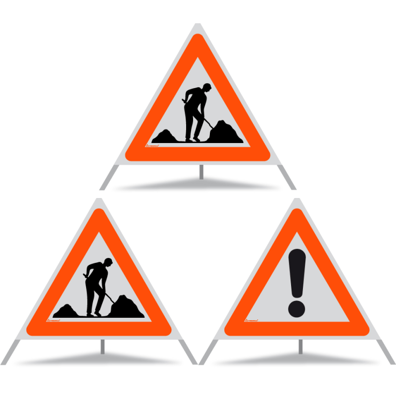 TRIOPAN Faltsignal 90 R1 Reflektierend Kombi mit Etui (2x Baustelle - Andere Gefahren)