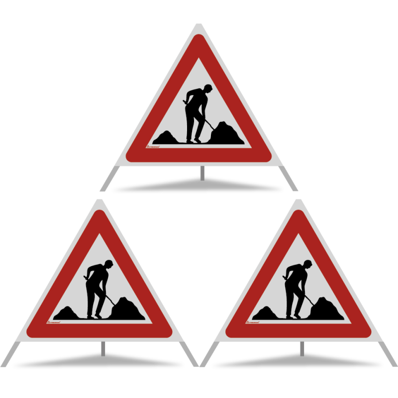 TRIOPAN Faltsignal 90 R2 Retro-reflektierend mit Etui (3x Baustelle)