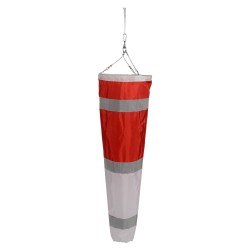 Windsack rot/weiss mit 3 Streifen 10cm breit reflex R2 Retro-reflektierend aufgenäht