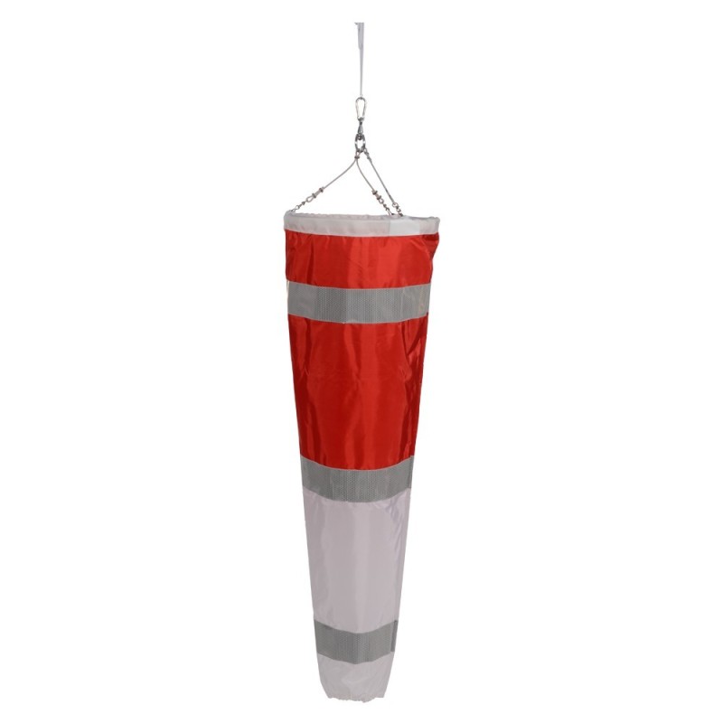 Windsack rot/weiss mit 3 Streifen 10cm breit reflex R2 Retro-reflektierend aufgenäht