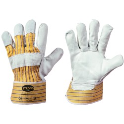 120 Paar BOMBAY STRONGHAND® Handschuhe aus Rind-Vollleder in Natur/Gelb, CAT 2 zertifiziert
