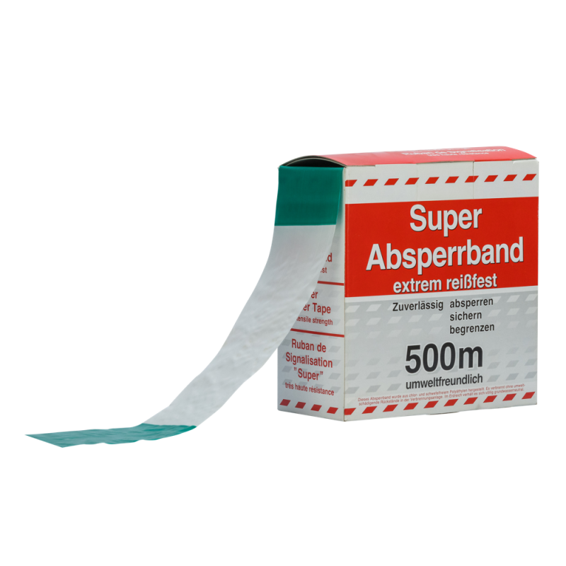Absperrband 500m grün/weiss superreissfest