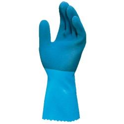 50 Paar Jerset 301 MAPA Naturlatex-Handschuhe, blau, geraut, mit Textilträger