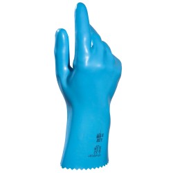 50 Paar MAPA® Jerset 300 Chemikalienschutzhandschuhe aus Naturlatex, blau, glatt, mit Textilträger