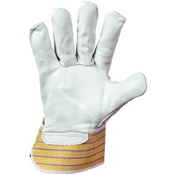 120 Paar BOMBAY STRONGHAND® Handschuhe aus Rind-Vollleder in Natur/Gelb, CAT 2 zertifiziert