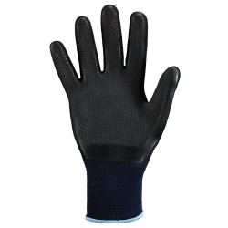 120 Paar STRONGHAND® Handschuhe aus Polyester mit Latex-Beschichtung in dunkelblau/grau, Kategorie 2