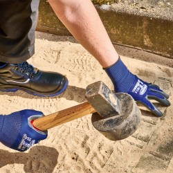 120 Paar STRONGHAND® Handschuhe aus Polyester mit Latex-Beschichtung in dunkelblau/grau, Kategorie 2