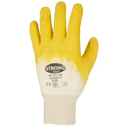 120 Paar STRONGHAND® Handschuhe aus Baumwoll-Trikot mit Latex-Beschichtung in Natur und Gelb, Kategorie 2