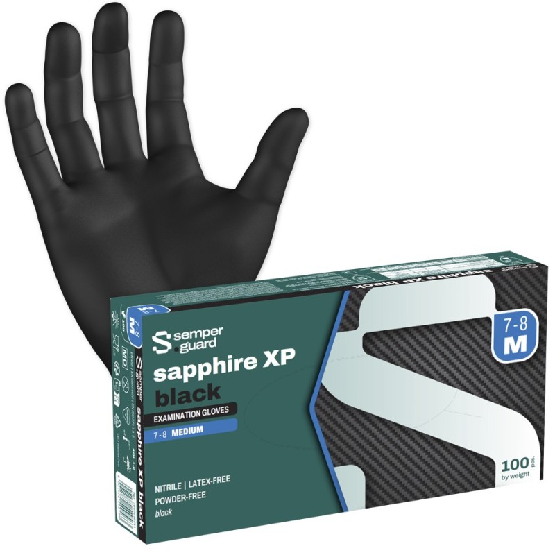 10 Box Semperguard Nitril Handschuhe schwarz, puderfrei, Kategorie 3, für höchsten Schutz und Komfort
