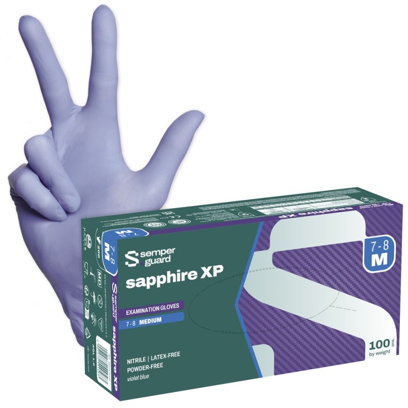 10 Box SEMPERGUARD® SAPPHIRE XP Nitril Handschuhe puderfrei lavendel-blau CAT 3