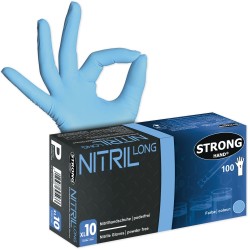 10 Box LANTAU STRONGHAND® Nitrilhandschuhe, blau, lang, puderfrei, EN ISO 374, Kat 3