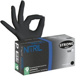 10 Box SHATIN STRONGHAND® Nitril Handschuhe schwarz puderfrei lebensmittelecht Kat I