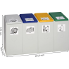 VAR® Contenitore per raccolta differenziata, 4 scomparti 4x40 litri e 4x60 litri