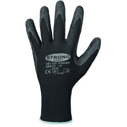 120 Paar FINEGRIP STRONGHAND® Handschuhe aus Polyamid mit Schrumpflatex-Beschichtung, schwarz, Kategorie 2